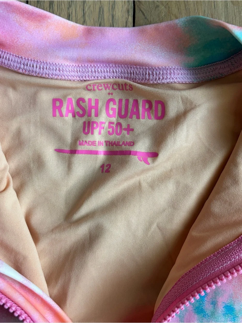 Crew Cuts Girls Long-Sleeve Tie-Dye Rash Guard Swimsuit - Pink Multi